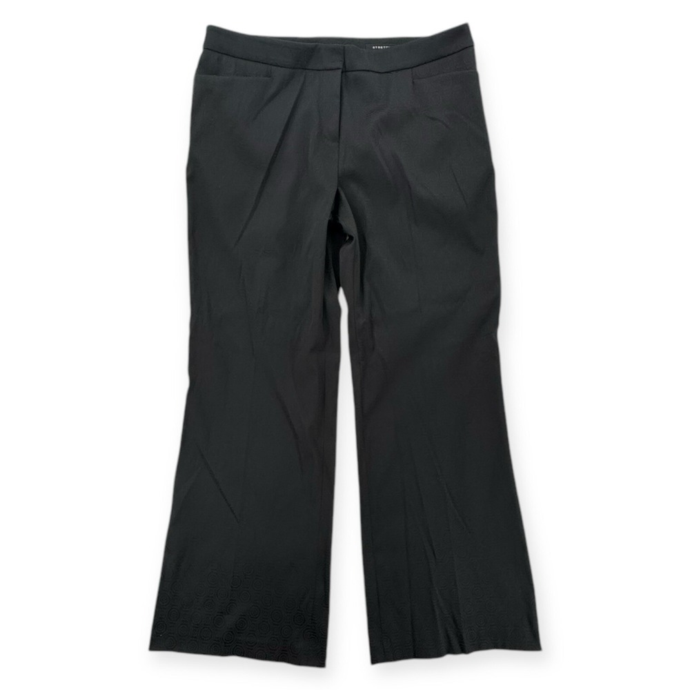 Nine West Slouchy Cindi Pants Womens 12 Black Jacquard Stretch Trousers NWT